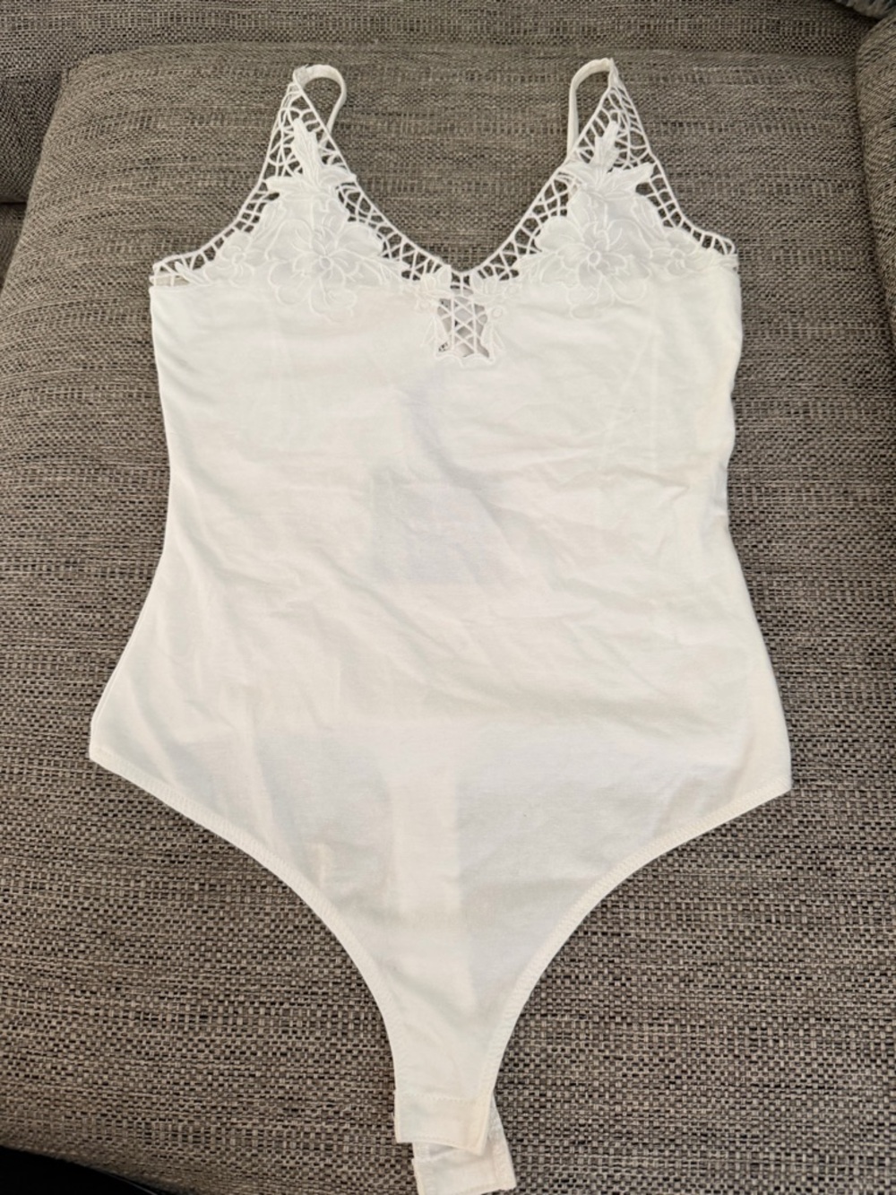 Le Lis White Lace Trim Bodysuit